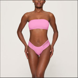 SKIMS Rhinestone Swim Bandeau Bikini Top Light Pink Size 4X - Skims Bathing Suit